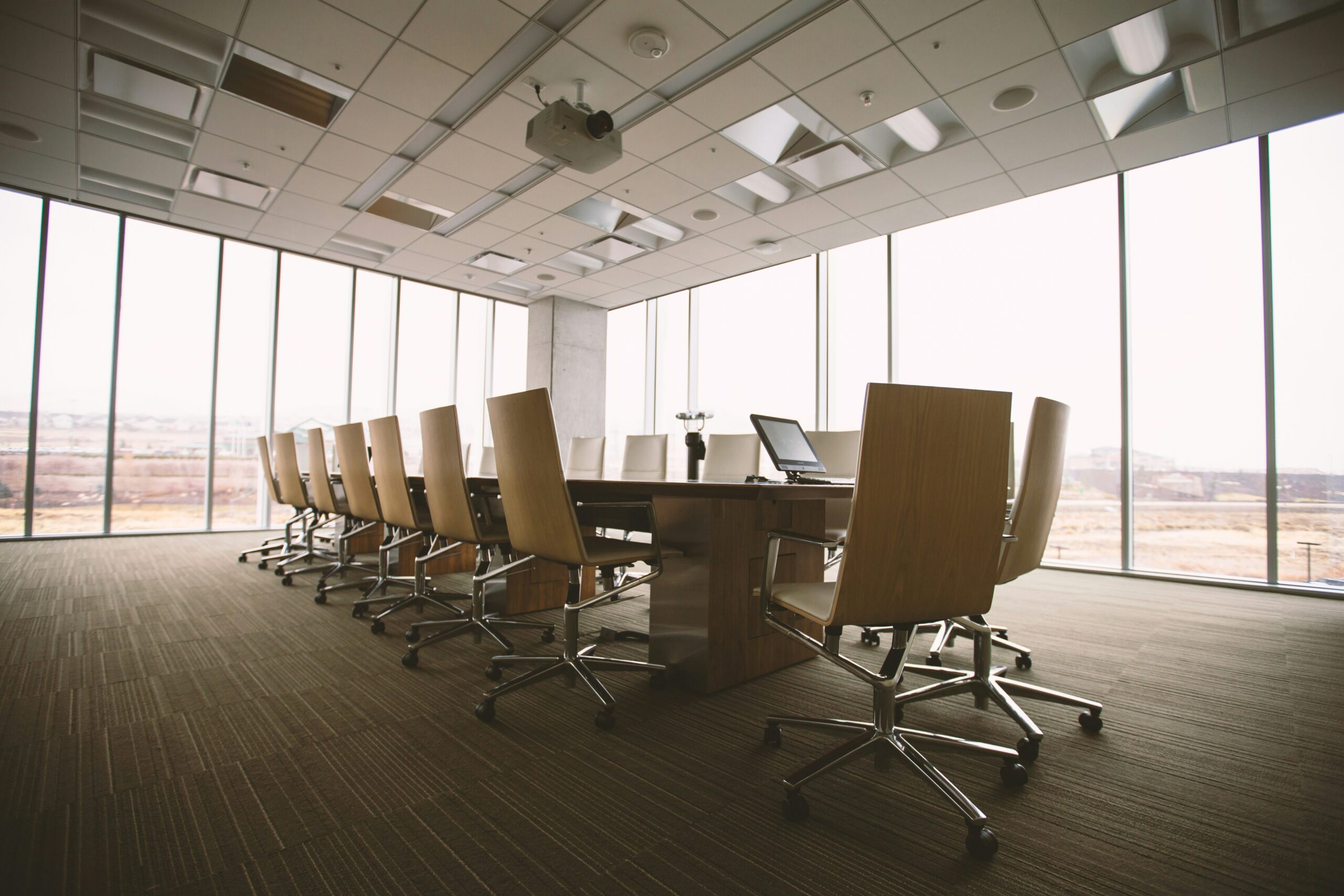 Large boardroom with glass walls